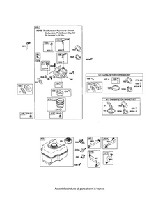 Carburetor/Fuel Tank Diagram and Parts List for 121300 0014-0571 Briggs and Stratton Engine